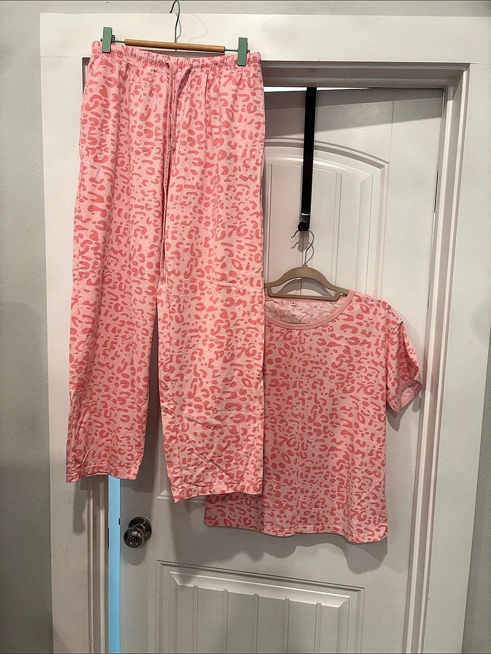 Pink Animal Print Pajama Set Like New